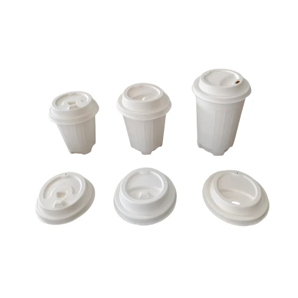 50 Count Coffee Cup Lids, Certified Compostable Disposable Bagasse Lids For 8oz, 12oz, 16oz Cups White