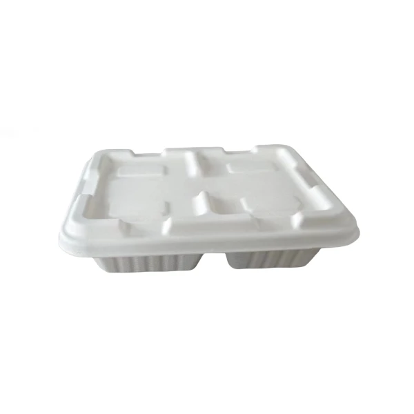 Three Compartment Bagasse Take Away Food Container