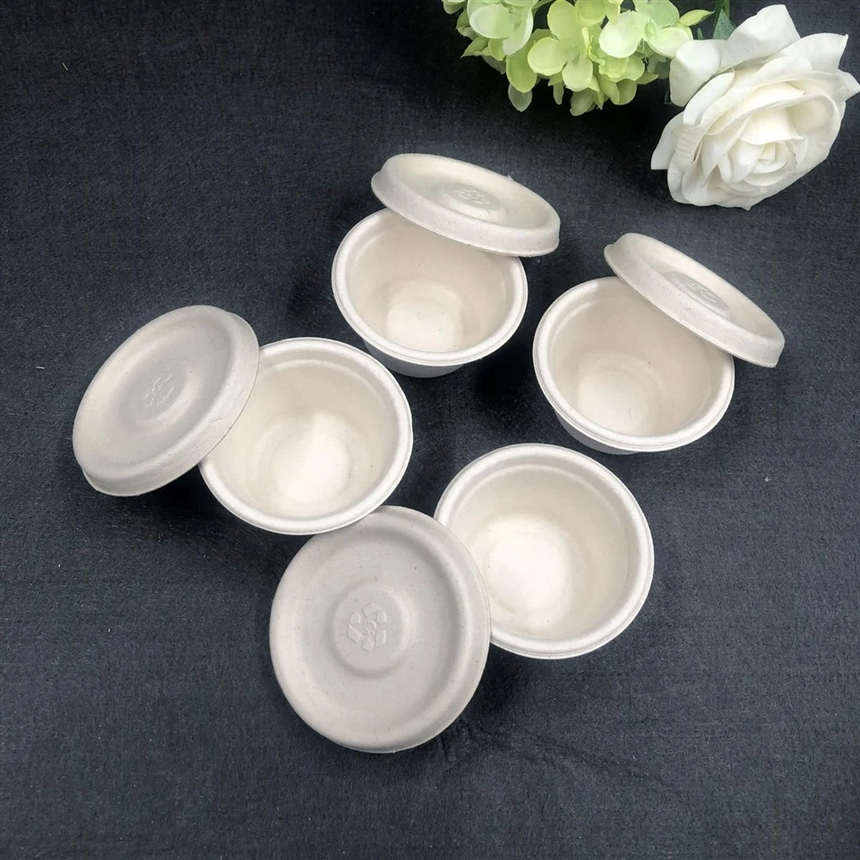 100% Biodegradable And Compostable Sugarcane Bagasse Paper 2 Oz Sauce Cup With Lid