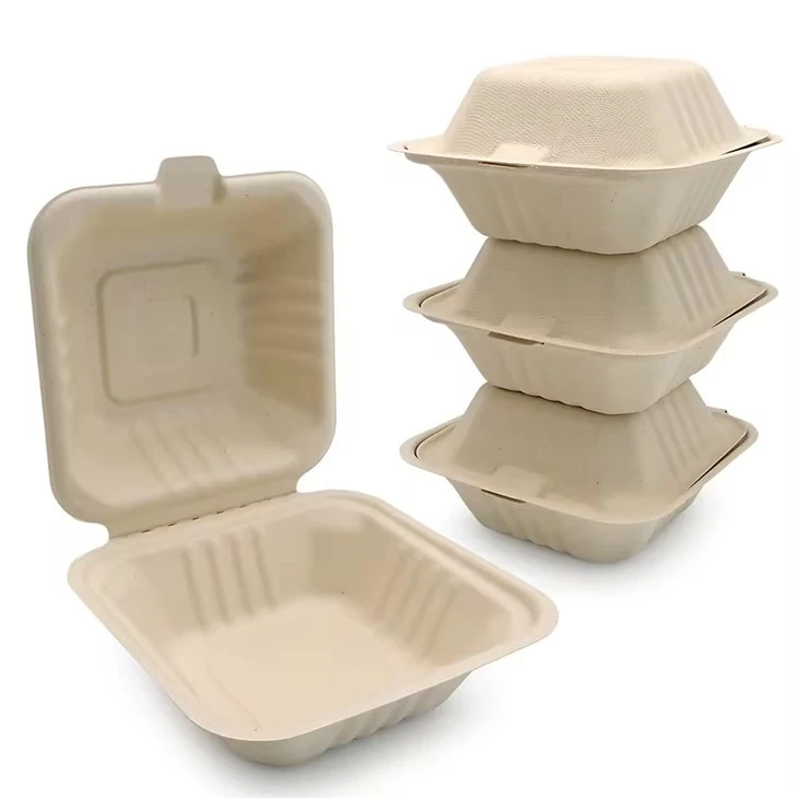 6-Inch Square Burger Box - Eco-Friendly, Biodegradable, Sturdy Packaging Solution For Burgers, Sandwiches, Snacks, And Takeout Orders, Ideal For Sustainable Food Service Businesses