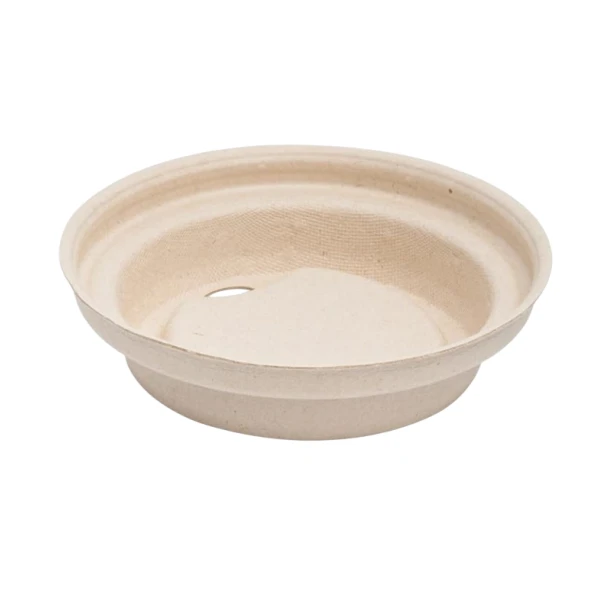 3 bagasse coffee cups and lids