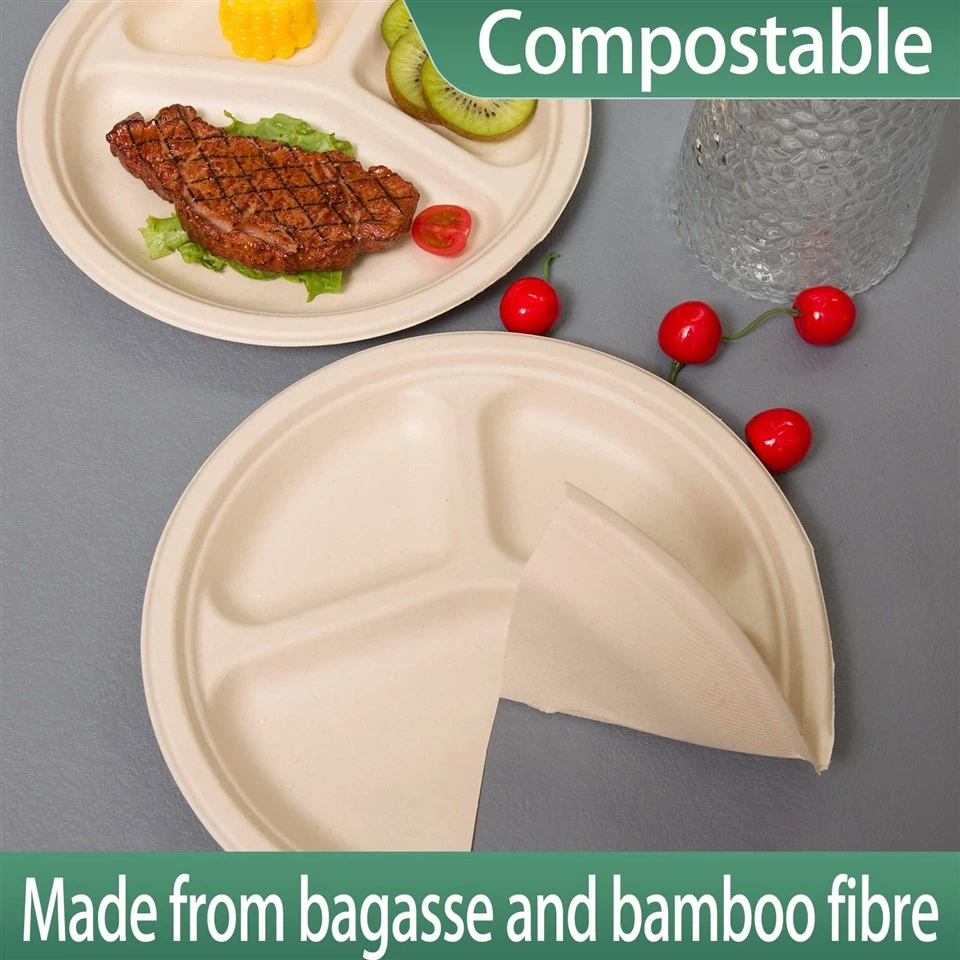 9-Inch 3-Compartment Round Plate