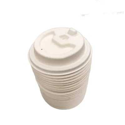 50 Count Coffee Cup Lids, Certified Compostable Disposable Bagasse Lids For 8oz, 12oz, 16oz Cups White