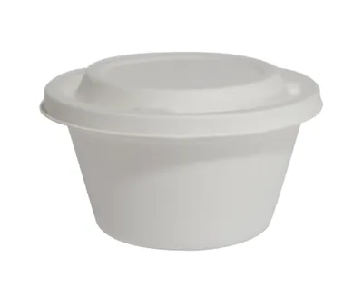 Biodegradable Disposable Eco Friendly Sugarcane Bagasse Fiber Pulp Molding Soup Bowl with Lid Sugarcane Bagasse Bowl